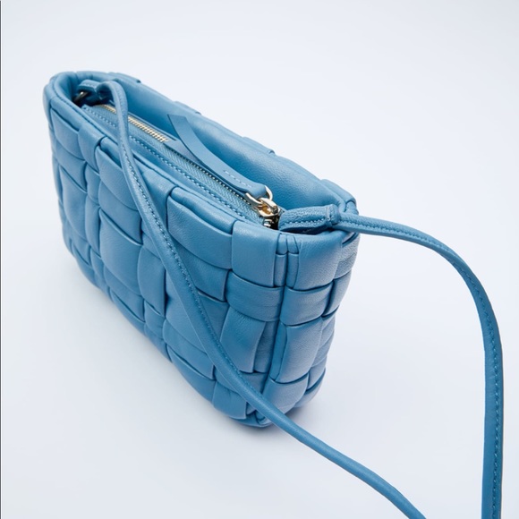 New Zara Sheep Leather Crossbody Bag Blue - Picture 11 of 16